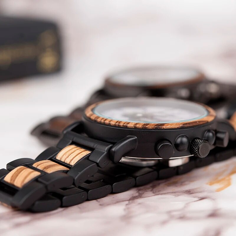 relogio masculino BOBO BIRD Watch Men Luxury Stylish Wood Watches Timepieces Chronograph Military Quartz Men's Gift