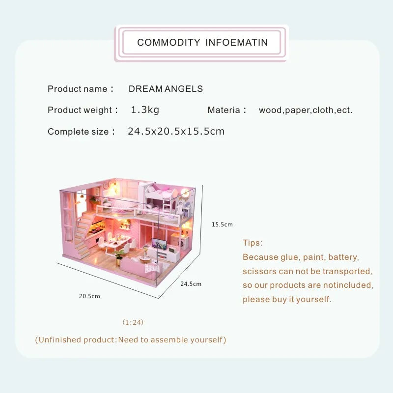 DIY Doll House Wooden Doll Houses Miniature Dollhouse Furniture Kit Diornama Toys Casa for Children Christmas Gift  L026