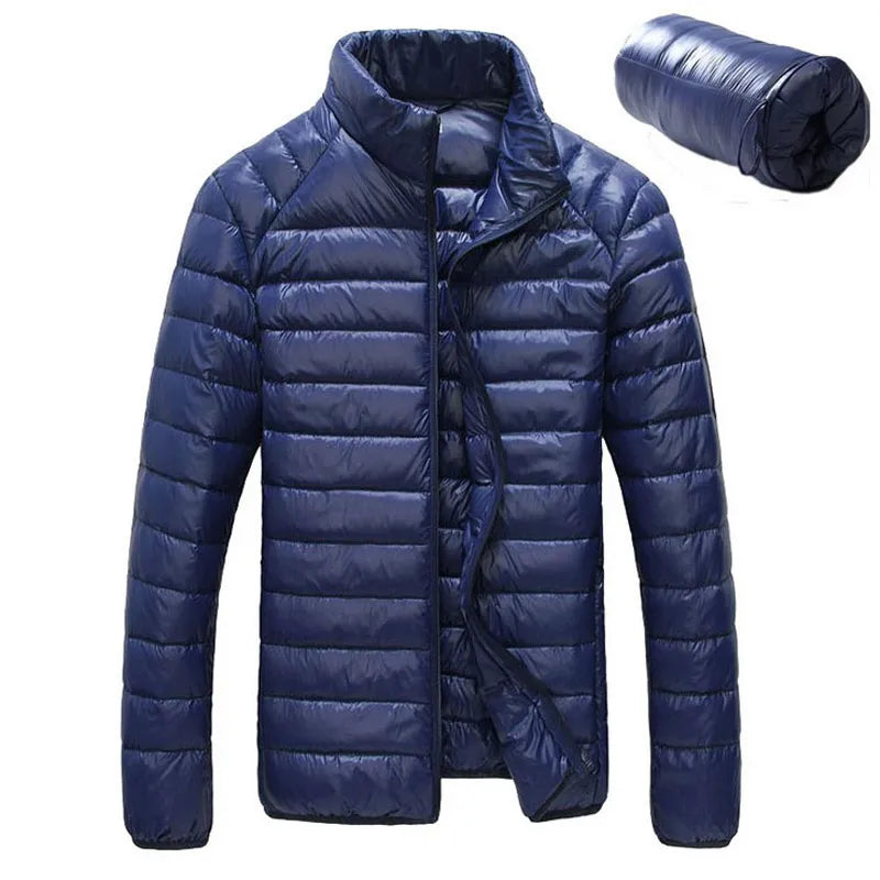 Men Winter Puffer Jacket 2023 New Ultra Light 90% White Duck Down Jackets Casual Portable Winter Coat for Men 4XL 5XL 6XL - KAISERINC