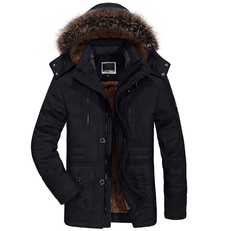 Mens New Fashion Winter Jacket Men Thick Casual Outwear Jackets Men's Fur Collar Windproof Parkas Plus Size 6XL Velvet Warm Coat - KAISERINC