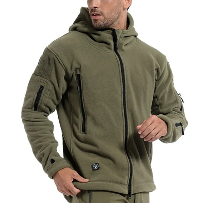 US Military Fleece Tactical Jacket Men Thermal Outdoors Polartec Warm Hooded Coat Militar Softshell Hike Outerwear Army Jackets - KAISERINC