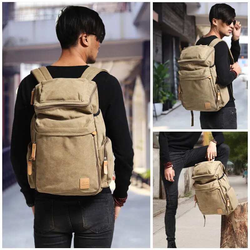 Top Quality Casual Men's Backpack Fashion Canvas Students School Shoulder Bag Laptop Rucksack Large Travel Backpacks korean