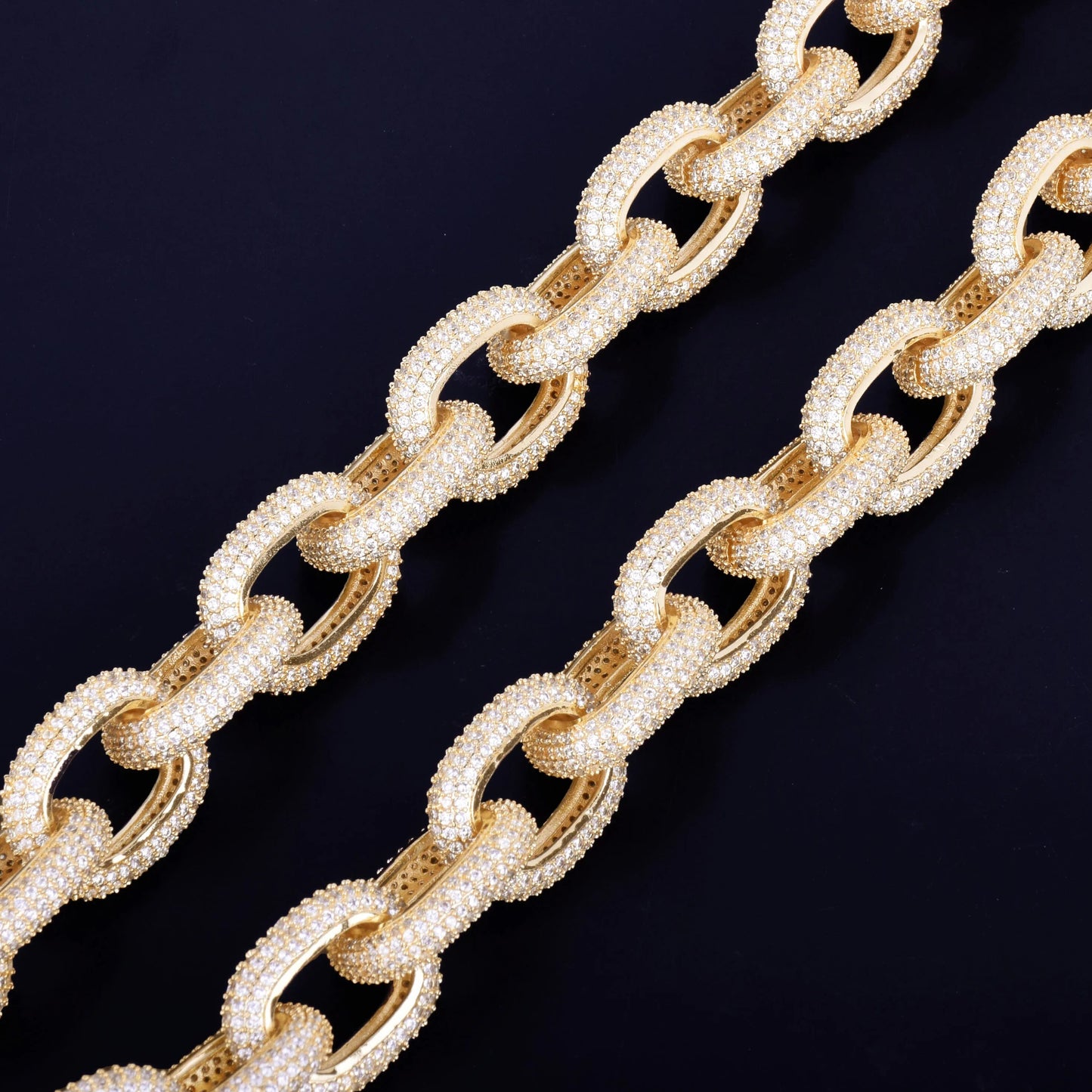 20mm Iced Heavy Punk Choker Bling Cubic Zircon Men's Hip hop Necklace Rock Jewelry Gold Color Chain 18" 20"