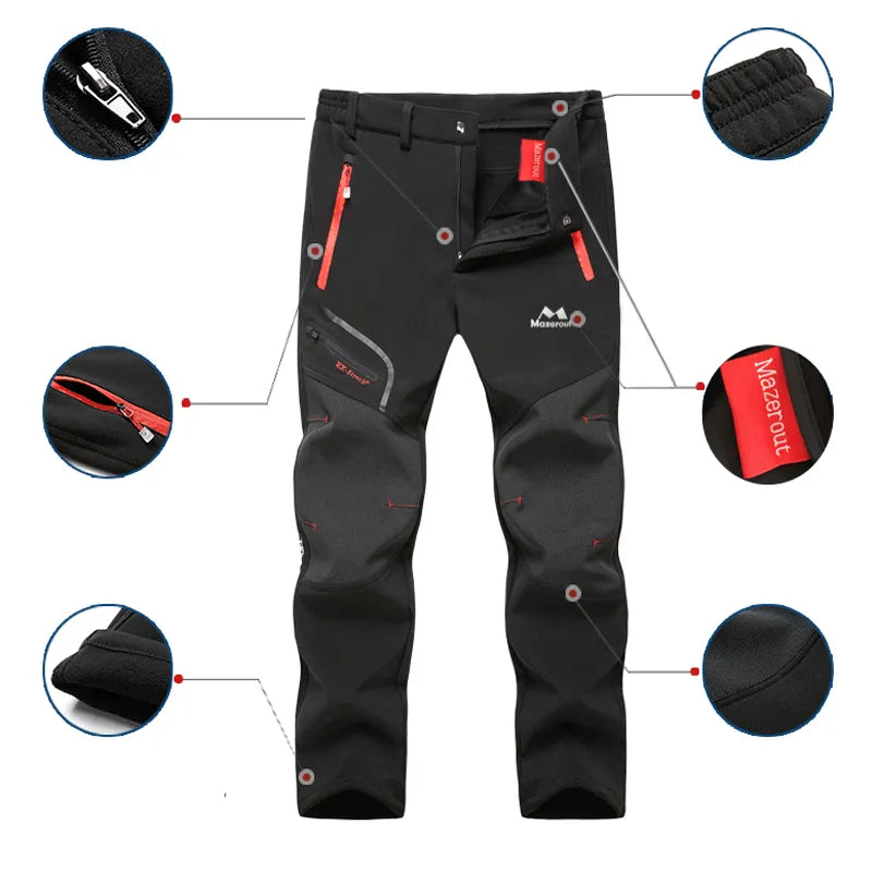Man Winter Waterproof Fish Ski Warm Softshell Fleece Hiking Outdoor Jackets Trekking Camp Coat Set Pants Climb Oversize Trousers - KAISERINC
