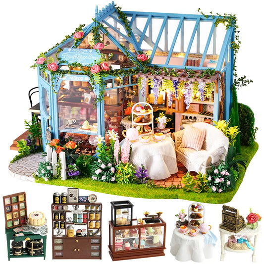 CUTEBEE DIY Dollhouse Wooden doll Houses Miniature Doll House Furniture Kit Casa Music Led Toys for Children Birthday Gift A68B