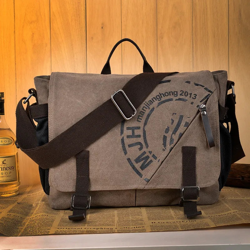 Man Canvas Messenger Bags Duffle Tote Travel Shoulder Bag High Quality Tote Bolsa Crossbody Bags Zipper Travel Leisure Handbag