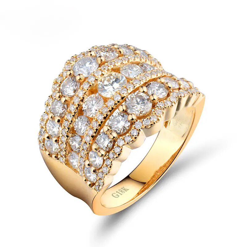 LANMI Super Elegant 18KT Yellow Gold Wedding Rings Natural Diamonds For Women Loving Forever Luxury Jewelry Gift Za Brand Ring