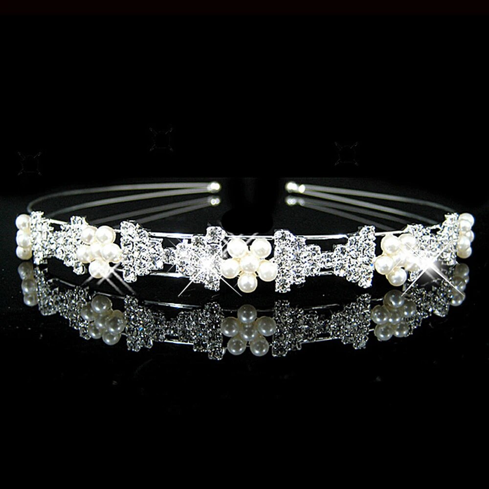 AINAMEISI Princess Tiara Bridal Prom Crown Girl Elegant Hairbands Pearl Crystal Wedding Hair Jewelry Accessories Headband Gift