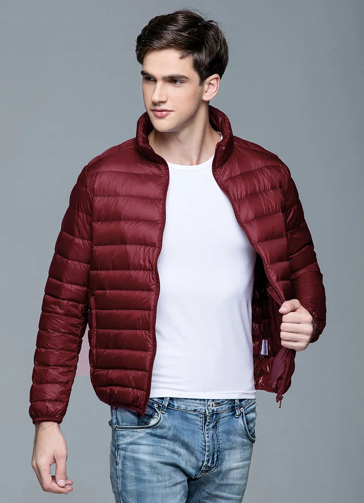 New Autumn Winter Man 90% Duck Down Jacket Ultra Light Thin S-3XL Spring Jackets Men Stand Collar Outerwear Coat - KAISERINC