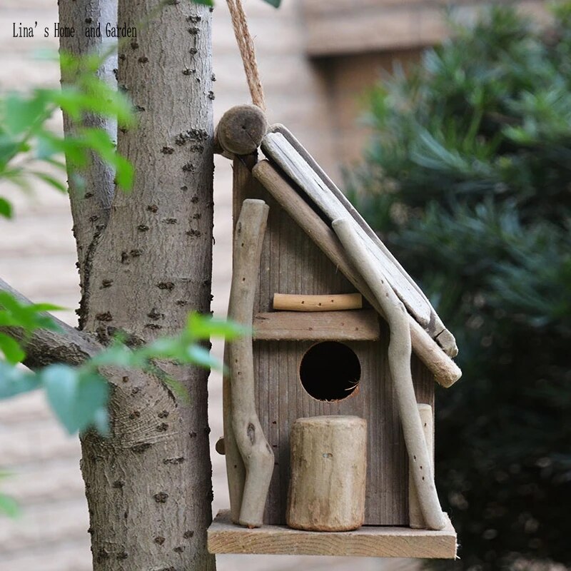 natural handmade rustic decorative wooden bird houses