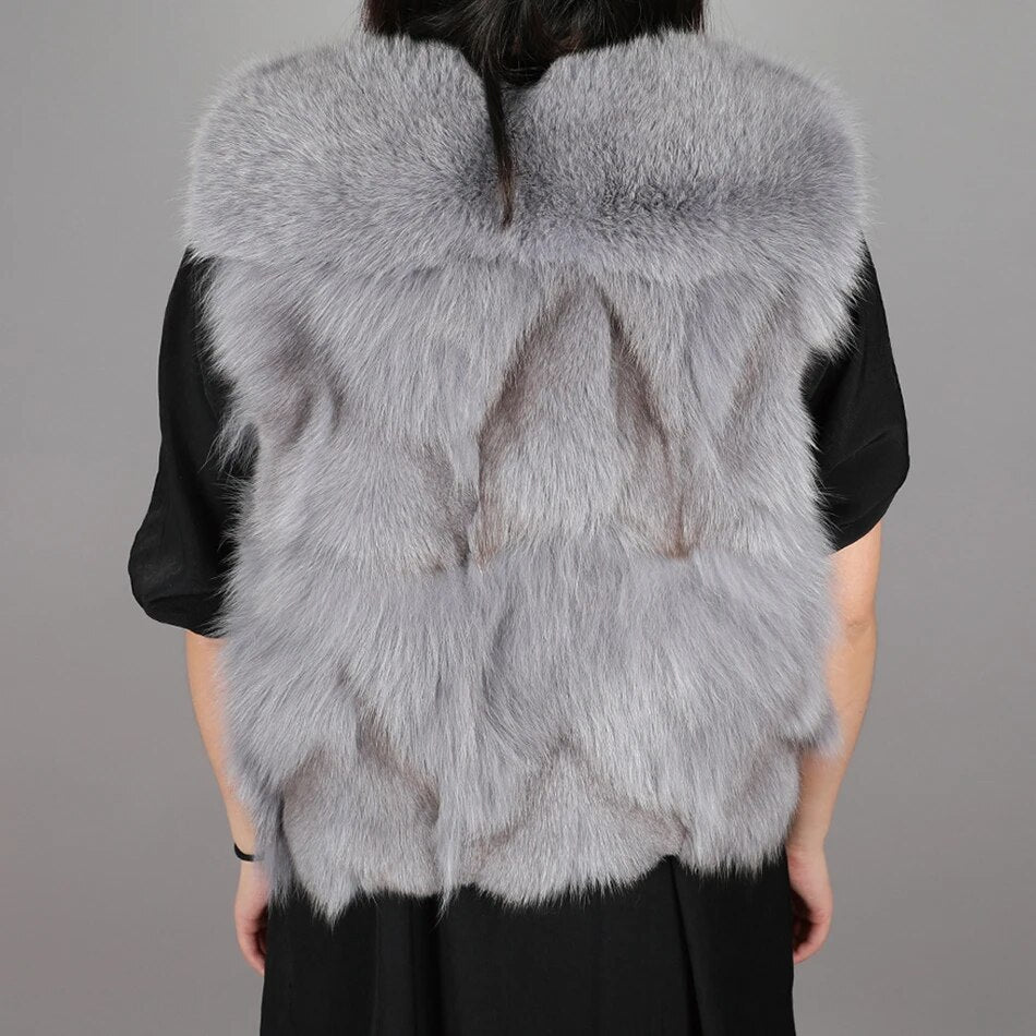 2020 fashion new style Winter women's clothing 100% real natural fox fur vest length 46cm Loose sleeveless fashion keep warm