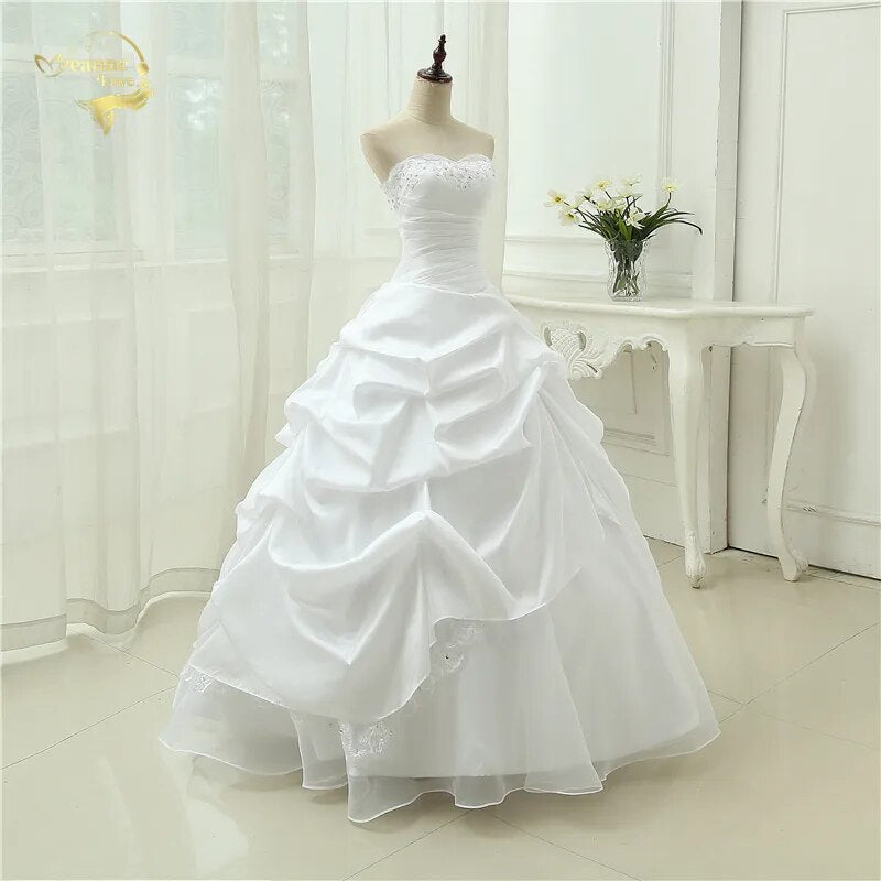 Wedding Gown A line Vestido De Noiva Applique Sequins Sweetheart Casamento White Ivory Plus Size 2023 Wedding Dresses OW 2043 - KAISERINC