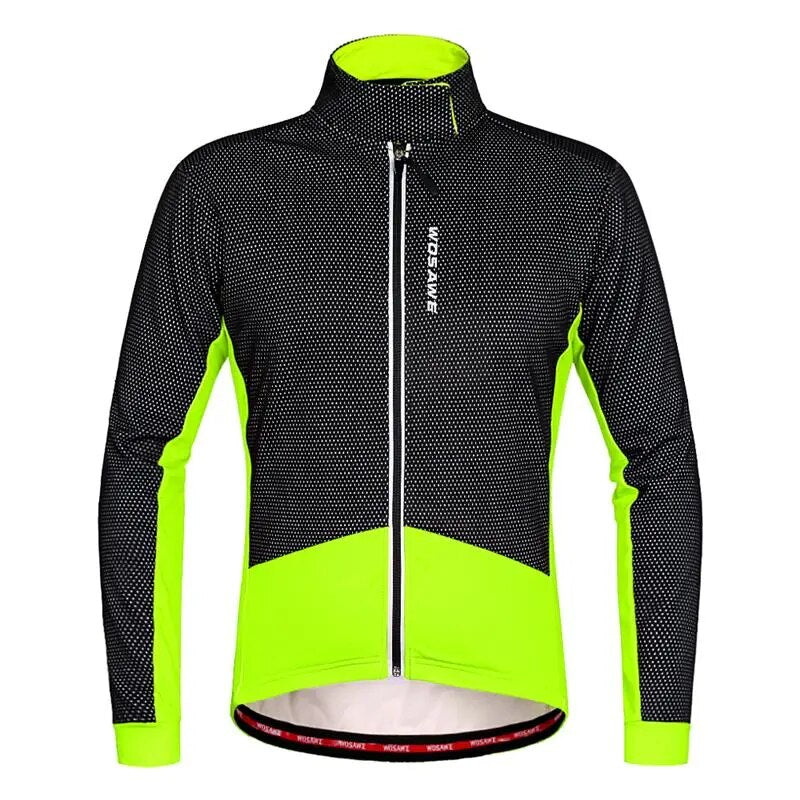WOSAWE Winter Cycling Jackets Thermal Fleece Jacket Windproof Long Sleeve Cycling Jersey Clothing Wear Reflective Clothes Coat - KAISERINC