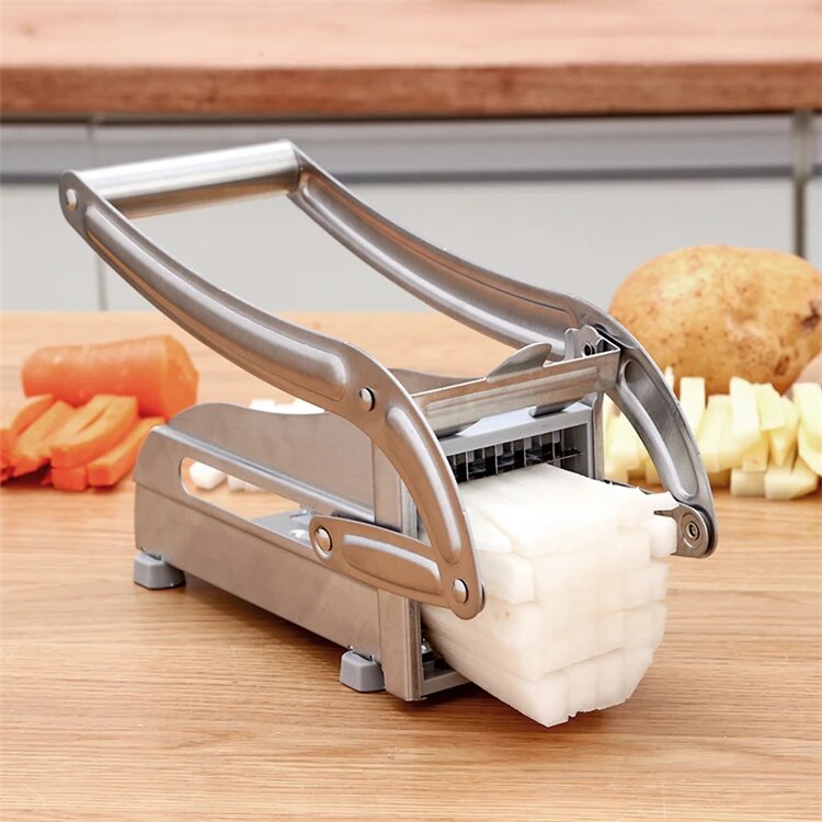 French Fry Cutter with 2 Blades Stainless Steel Potato Slicer Cutter Chopper Potato Chipper For Cucumber Carrot
