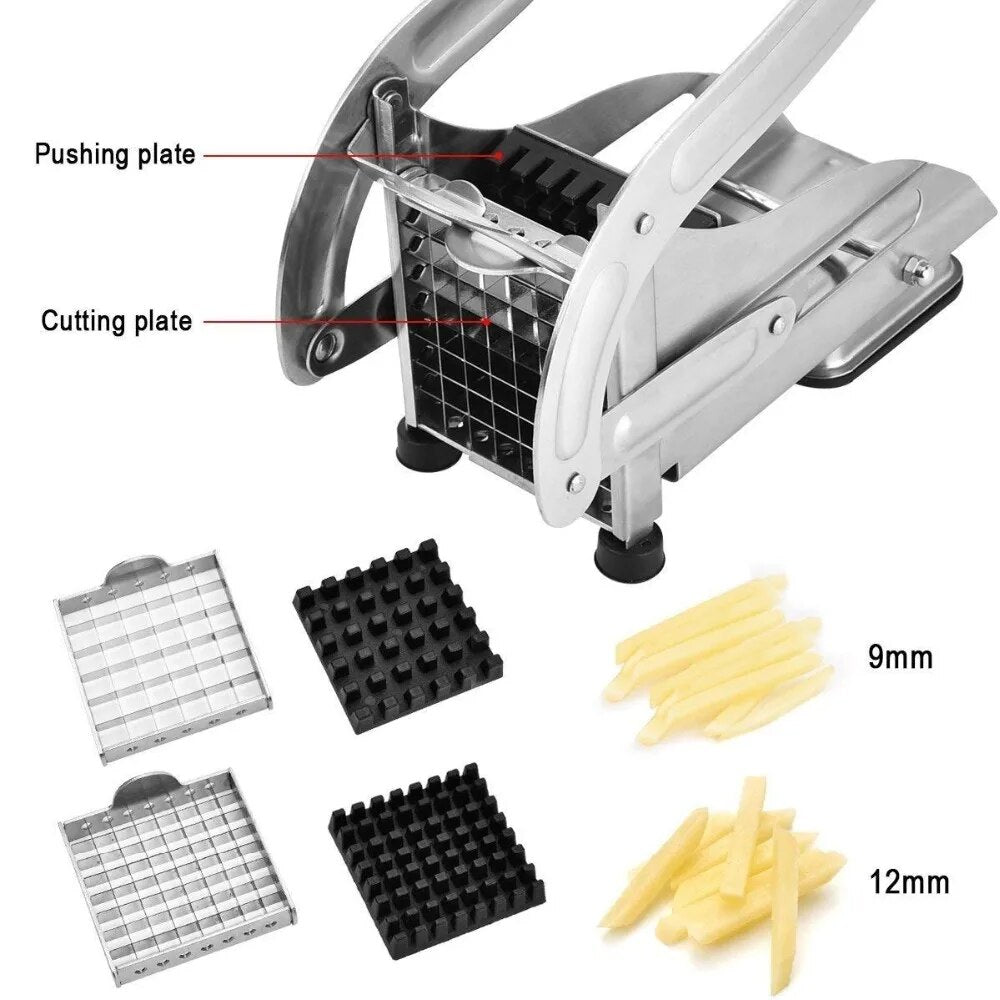 French Fry Cutter with 2 Blades Stainless Steel Potato Slicer Cutter Chopper Potato Chipper For Cucumber Carrot