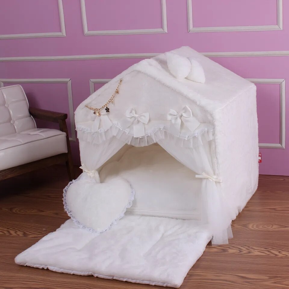 Coral Velvet Tent House For Pets Soft Kennel Pet Nest Kitten House Dog Bed Cat Bed Pet Stand House Beds And Houses House For Dog