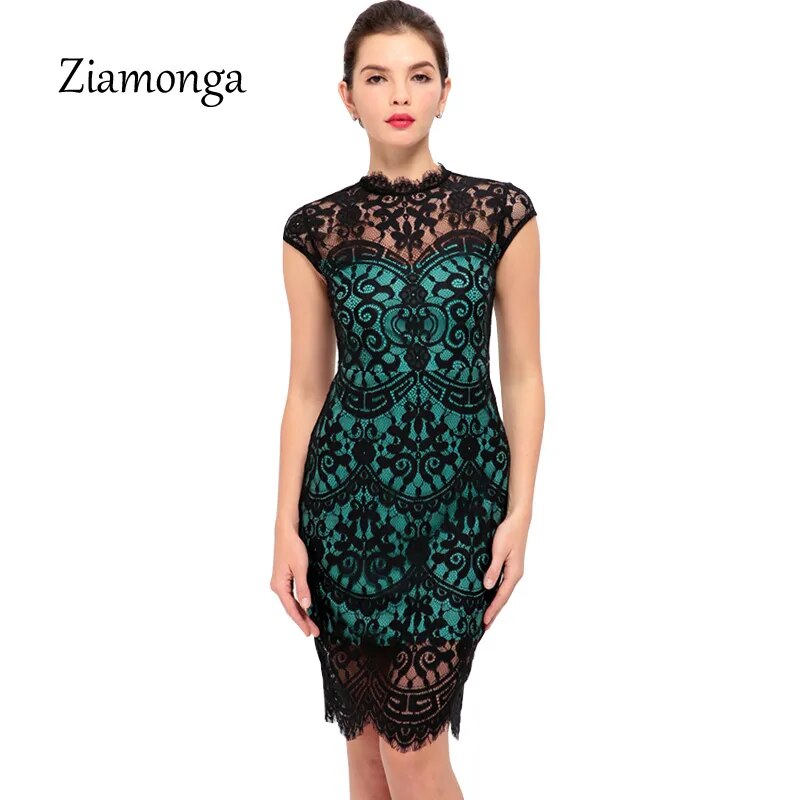 Women Summer Dress 2017 Elegant Knee Length Midi Floral Lace Dress Wear To Work Sheath Bodycon Sexy Dress Casual Women's Dresses - KAISERINC