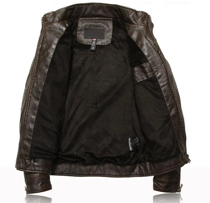 New arrive brand motorcycle leather jacket men men's leather jackets jaqueta de couro masculina mens leather coats - KAISERINC