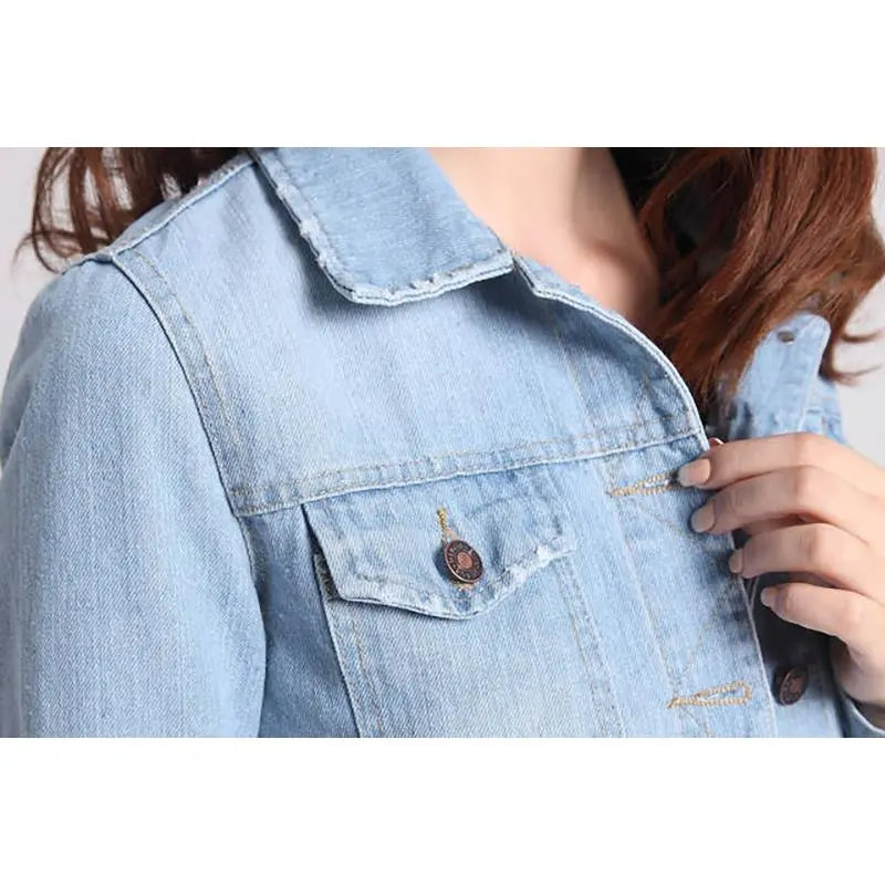 Womens Jackets Coats 2023 Spring Women  Jeans Jackets Denim Fashion Slim Cotton Solid Jacket for Women Outerwear Ladies Coats - KAISERINC
