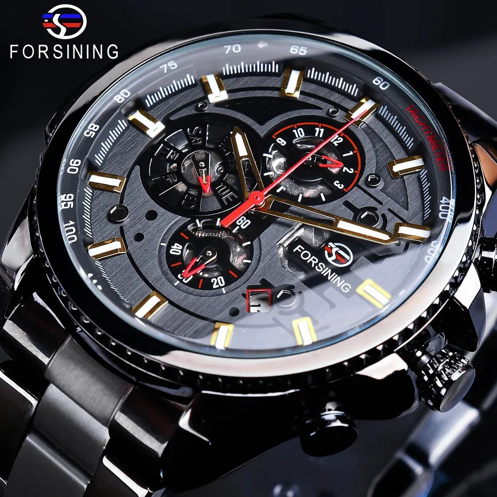 Forsining 2019 3 Dial Calendar Multifunction Military Luminous Hand Mens Mechanical Sport Automatic Wrist Watch Top Brand Luxury