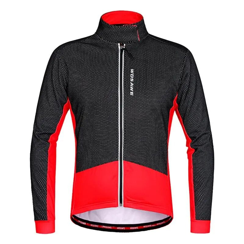 WOSAWE Winter Cycling Jackets Thermal Fleece Jacket Windproof Long Sleeve Cycling Jersey Clothing Wear Reflective Clothes Coat - KAISERINC