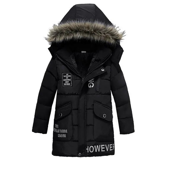 Warm Thickening Winter Fur Collar Child Coat Kids Outerwear Windproof Baby Boys Girls Jackets For 2-6 Years Old - KAISERINC