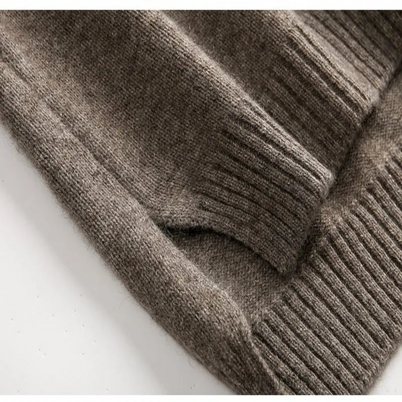 BELIARST  Autumn and Winter 100% Pure wool Sweater Women's High Collar Loose Pullover Lazy Wind Sweater  Was Thin