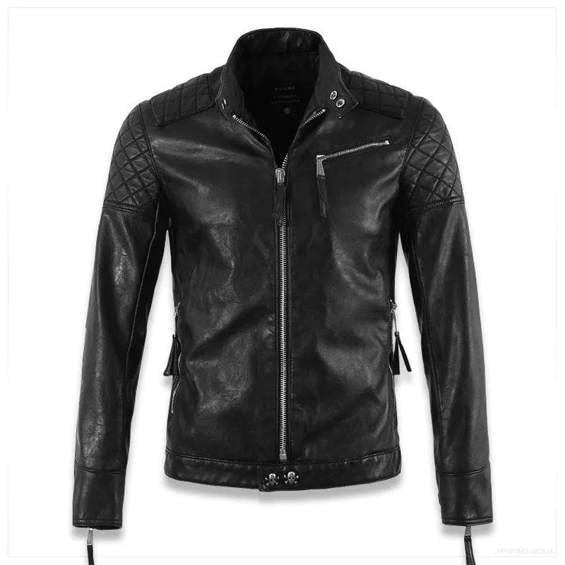 Hot ! High quality new Spring fashion leather jackets men, brand motorcycle leather jackets skull M-5XL
