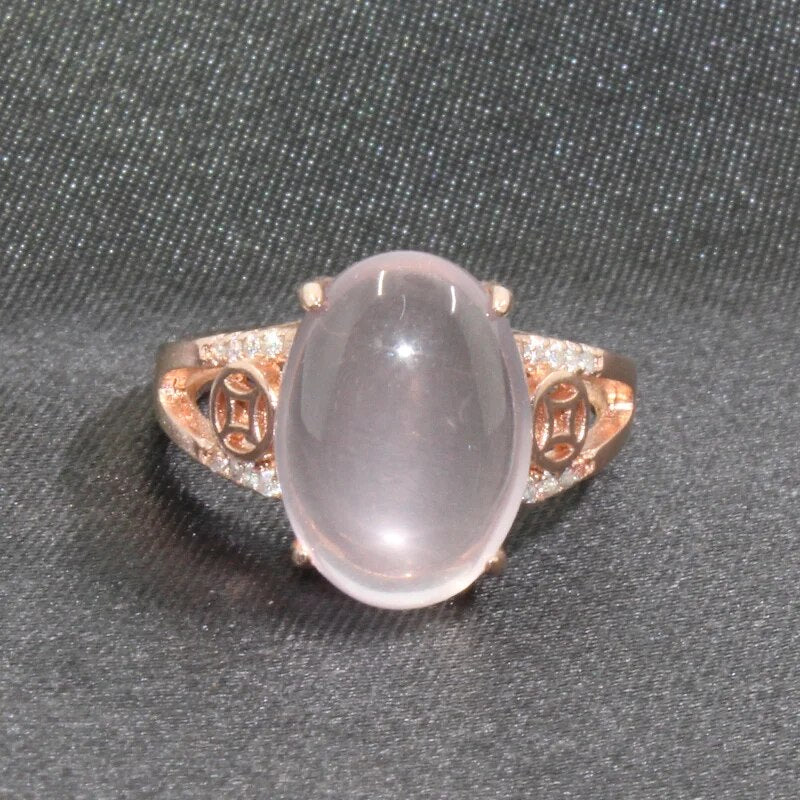 CoLife Jewelry Fashion Rose Quartz Ring for Party 100% Natural Rose Quartz Silver Ring Rose Gold Color Silver Jewelry