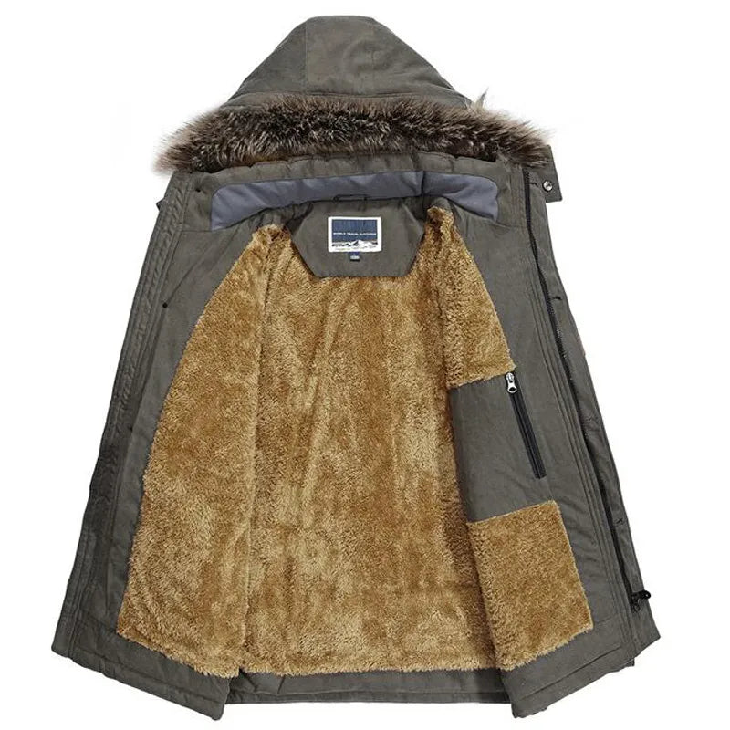Mens New Fashion Winter Jacket Men Thick Casual Outwear Jackets Men's Fur Collar Windproof Parkas Plus Size 6XL Velvet Warm Coat - KAISERINC