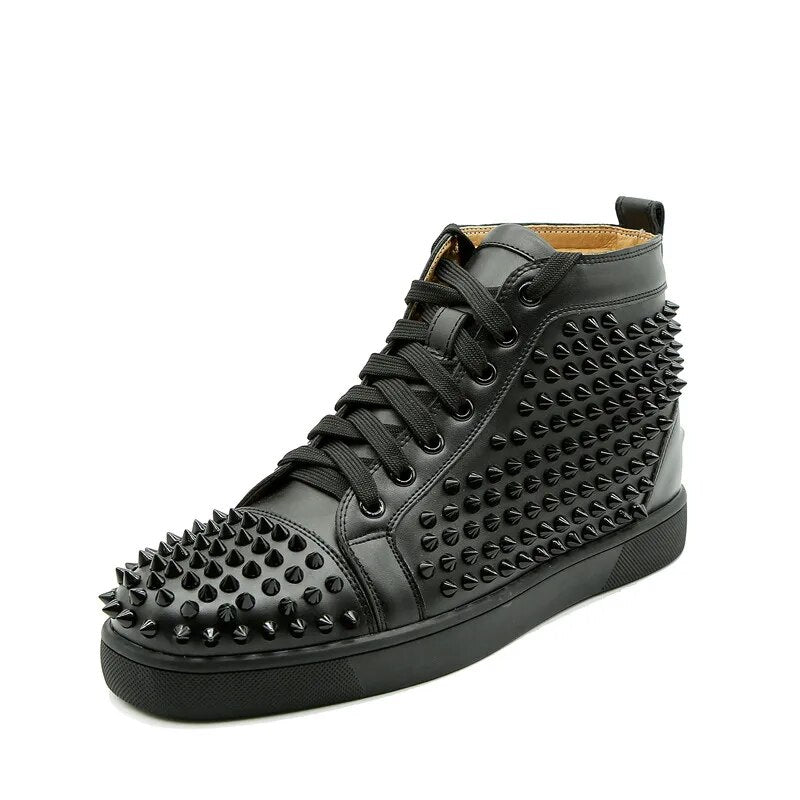 Stylish Men Spike Casual Shoes Rivet Sneakers Lace-up High Top Fashion Male Shoes Chaussure Homme