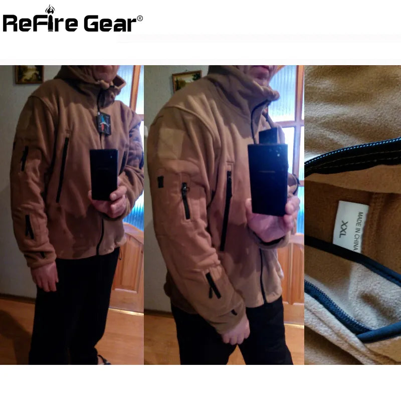 Winter Military Tactical Fleece Jacket Men Warm Polar Army Clothes Multiple Pocket Outerwear Casual Thermal Hoodie Coat Jackets - KAISERINC