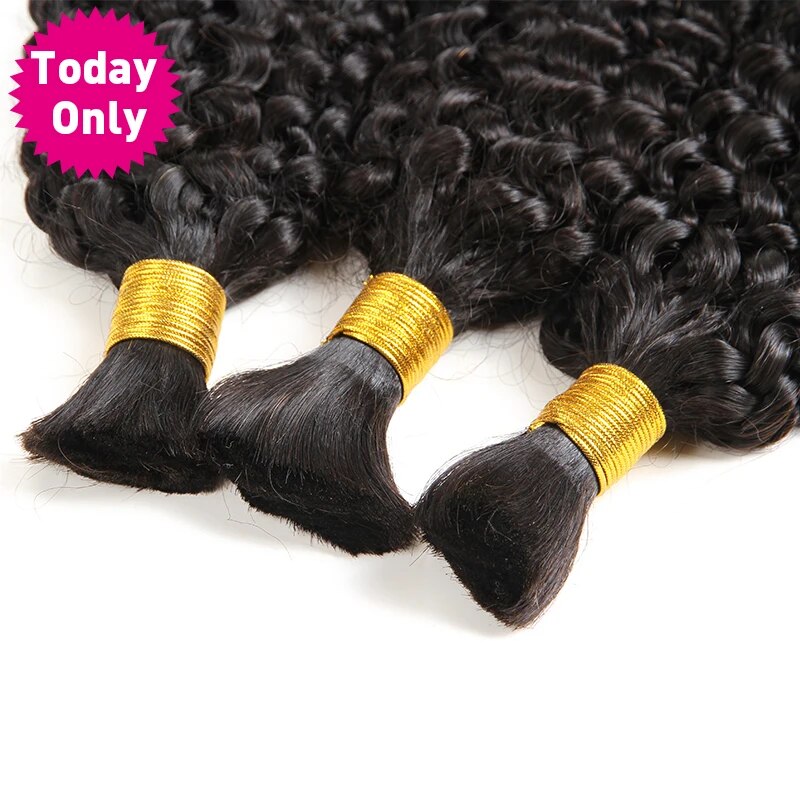 TODAY ONLY Malaysian Kinky Curly Hair Bundles Human Braiding Hair Extensions Crochet Human Braiding Hair Bulk No Weft Remy