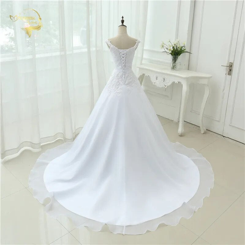 Vestido De Noiva Beach Wedding Dress Casamento A line Cap Sleeves Robe De Mariage Vintage Boho Lace Wedding Dresses 2023 OW 7800 - KAISERINC