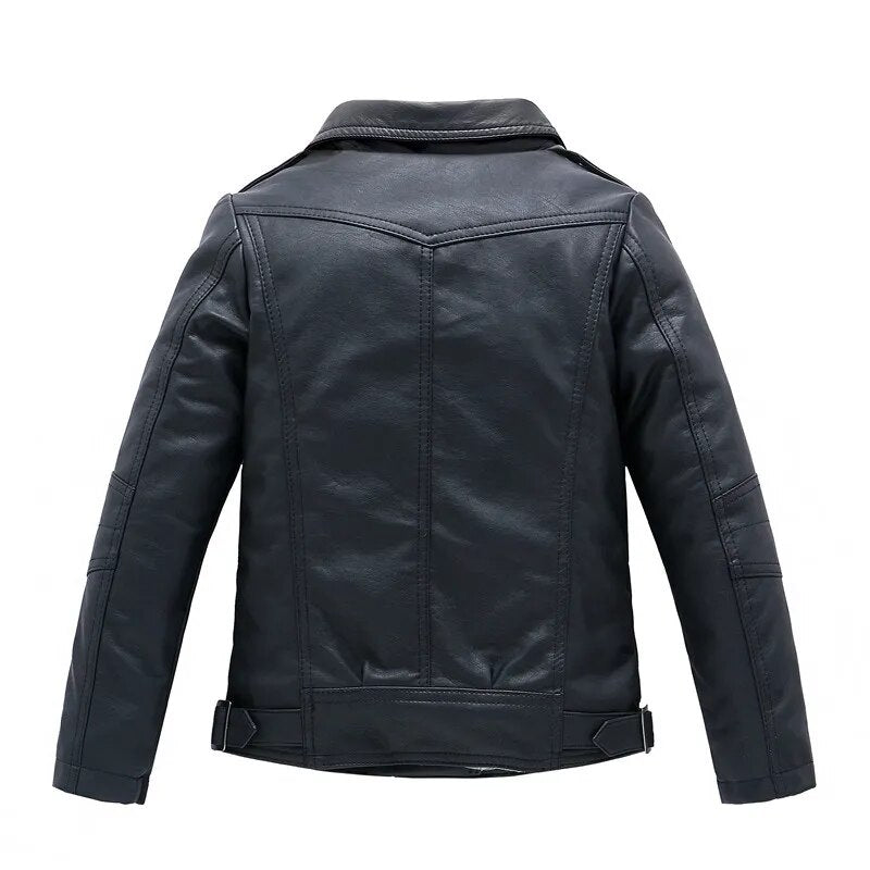 Brand Fashion Classic Girls Boys Black Motorcycle Leather Jackets Child Coat For Spring Autumn 2-14 Years - KAISERINC
