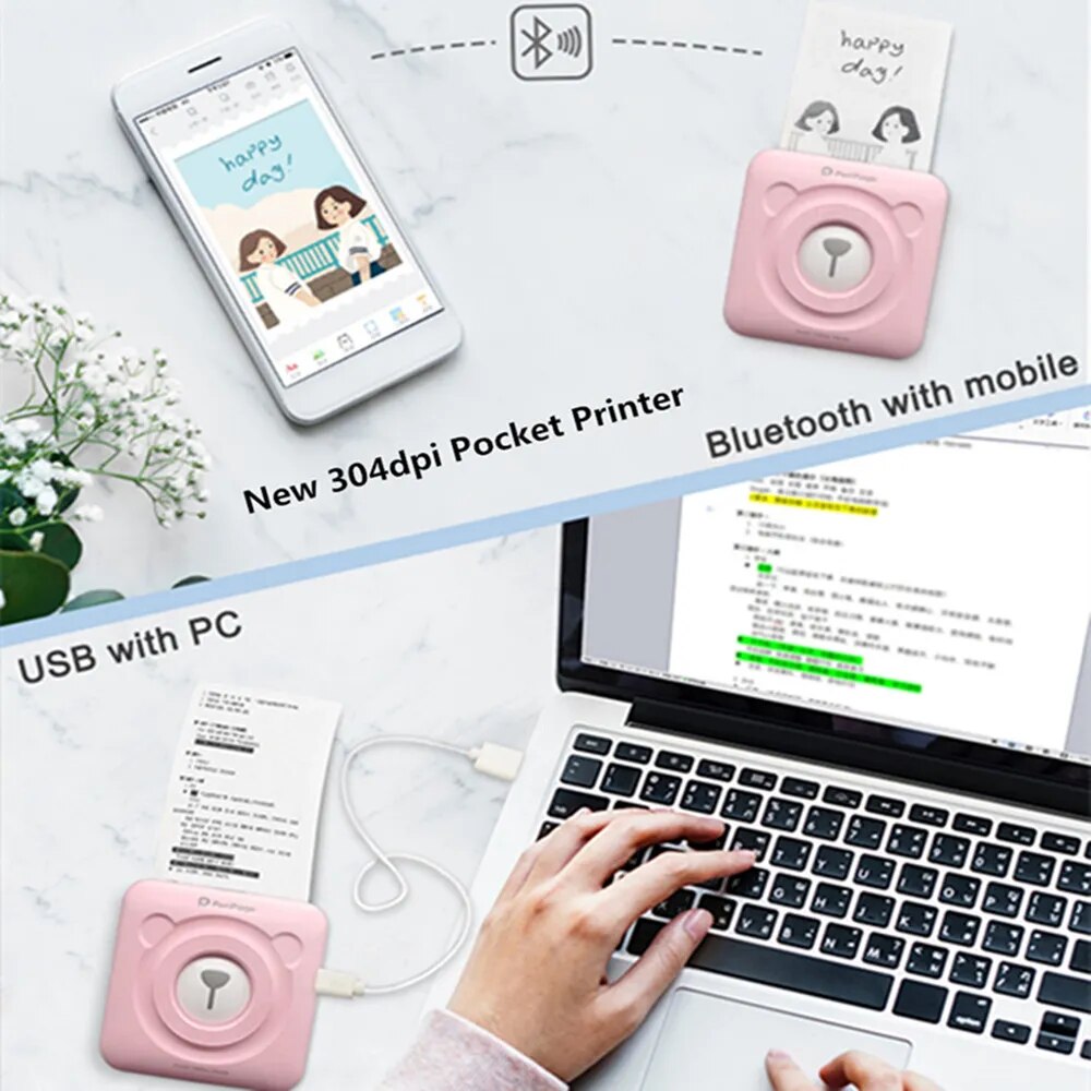 304dpi Bluetooth Portable Printer High Resolution A6 Peripage Mini Photo Printer Thermal Printers For Mobile Phone Android & IOS
