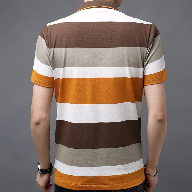 2022 Brand Casual Summer Fitness Short Sleeve Polo Shirt Men Poloshirt Jersey Striped Mens Polos Tee Shirts Dress Fashions 62917