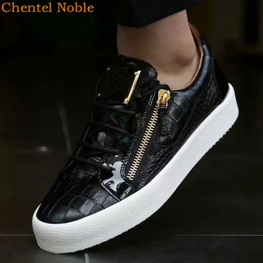 2019 Brand Male Comfortable Metal Loafers Men Casual Shoes Party Dress Shoes Men Flats Lace-Up Sneakers Black Color Big Size