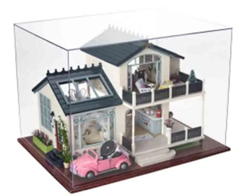 DUST COVER Dollhouse Christmas Gifts Miniature Diy Puzzle Toy Doll House Model Wooden Furniture Building