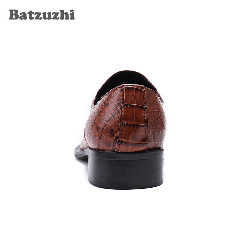 Batzuzhi Men Dress Shoes Leather Gold Iron Toe Men's Shoes Formal Men Oxford Flats Business Leather Shoes Zapatos Hombre