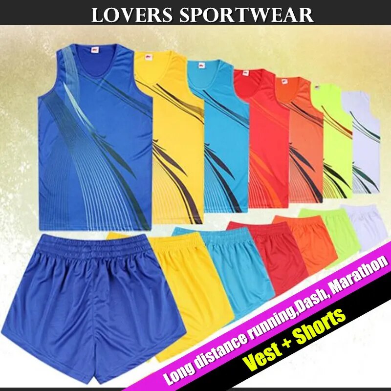 100set Custom LOGO&Name&Number,Lovers Running Sets Man&Women Pro Dash&Marathon Long Running Shorts Vests Top Tanks Sportwear 4XL