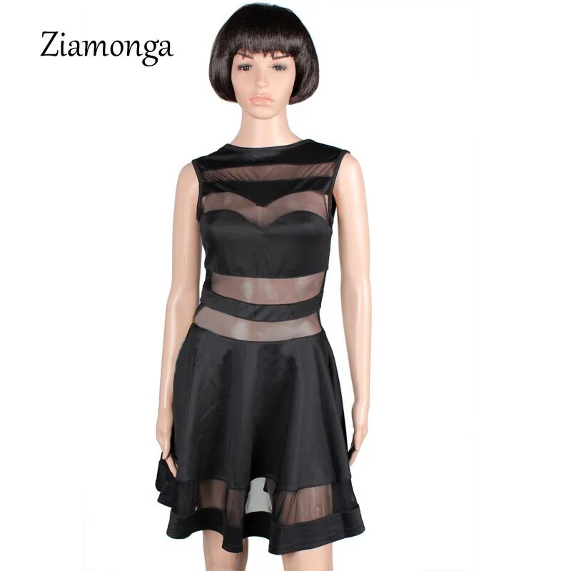 New 2017 Summer Dresses Women Casual Dress Sexy Transparent Mesh Fabric Stitching Big Wing Club Dresses Girl Print Dress Brand - KAISERINC