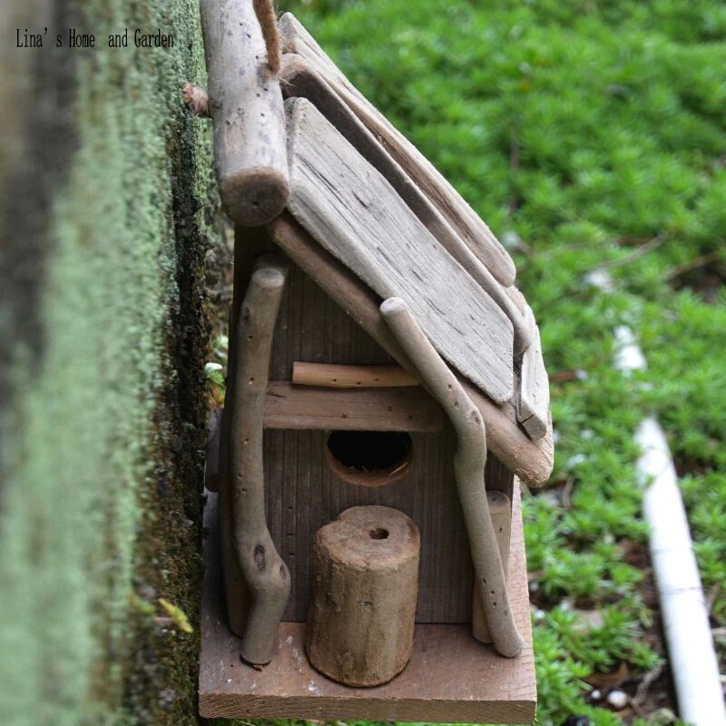 natural handmade rustic decorative wooden bird houses