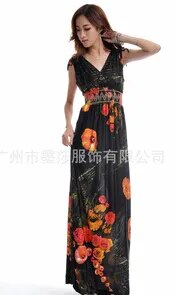 Beach Dress Plus Size 6XL Dresses Women Summer Casual Clothing Bohemian Silk Floral V-neck Maxi Dress Casual Vestido C99 - KAISERINC