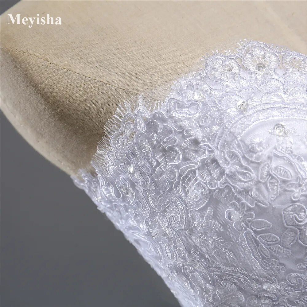 ZJ9022 Corset Lace Up 2023 Beads Strapless Crystal Sweetheart White Wedding Dresses For Brides Plus Size Maxi Formal - KAISERINC