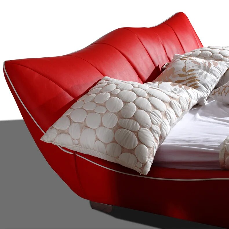 modern design Bed artificial leather wood bedroom furniture  200 x 180cm red and black