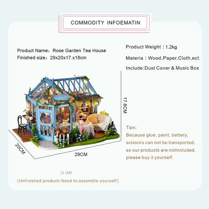 CUTEBEE DIY Dollhouse Wooden doll Houses Miniature Doll House Furniture Kit Casa Music Led Toys for Children Birthday Gift A68B