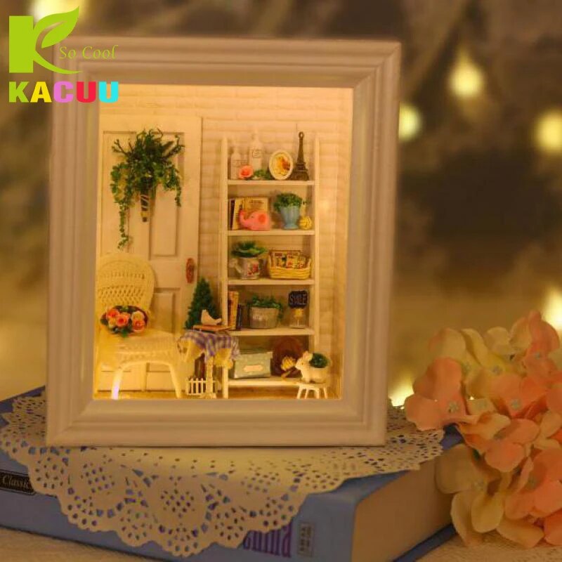Miniature DIY Dollhouse Home Decoration Crafts Wooden Doll Houses Original Box Furniture Kit Toys for Children Gift