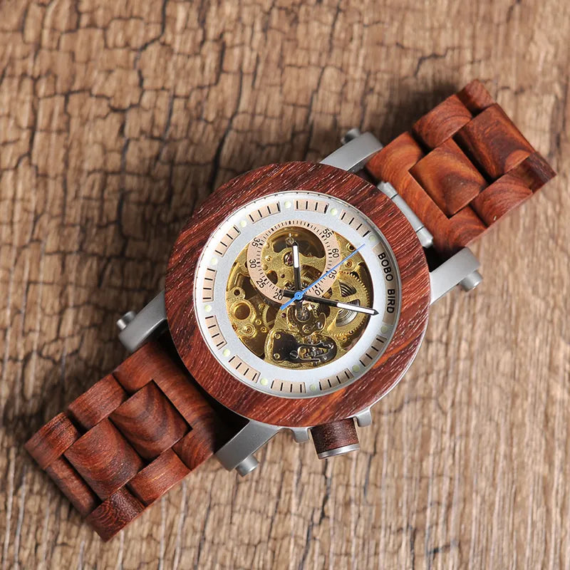 relogio masculino BOBO BIRD Watch Men Automatic Mechanical Watches Wood Vintage Big Size Men's Gift Wristwatch reloj hombre