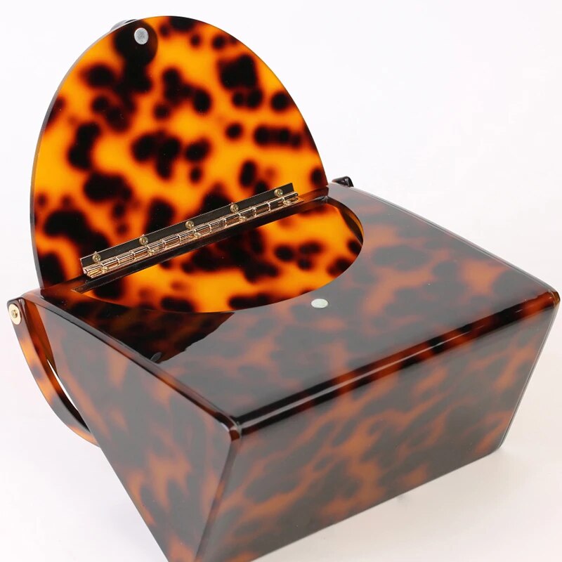 New Fashion Brand Leopard Acrylic Bag Women Classic Tortoise Print Handbags Party Prom Evening Bags Clutches Ladies Wallet